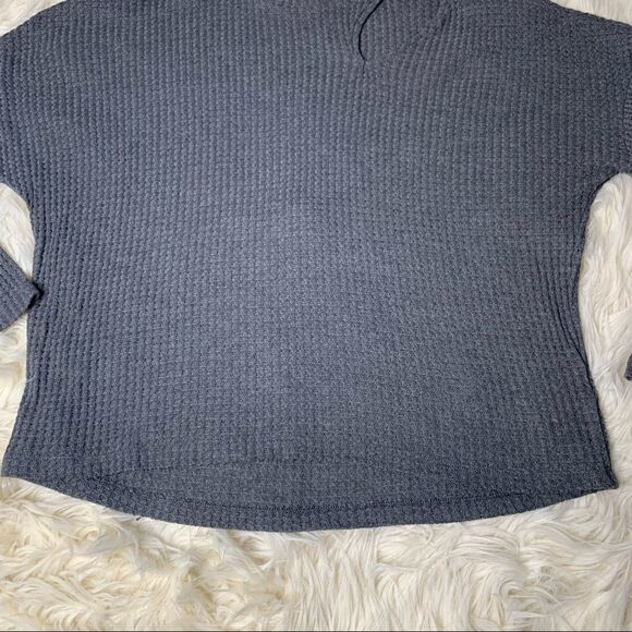 Dark Heather Gray Express Waffle Knit Cutout Top Size M - Picture 6 of 12